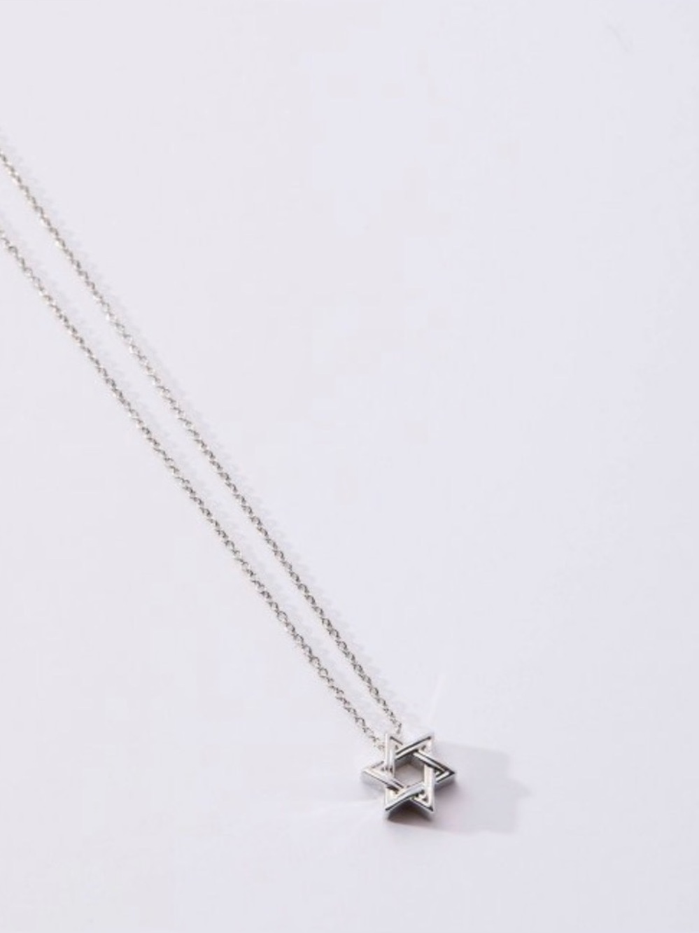 Tiny Tags 14K Platinum Ion Plated Star of David Pendant Necklace - Silver